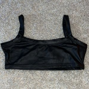 Shein Black Leather Bra Top